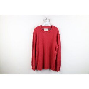 Vtg Y2K Eddie Bauer Mens L Faded Blank Thermal Waffle Knit Long Sleeve T-Shirt
